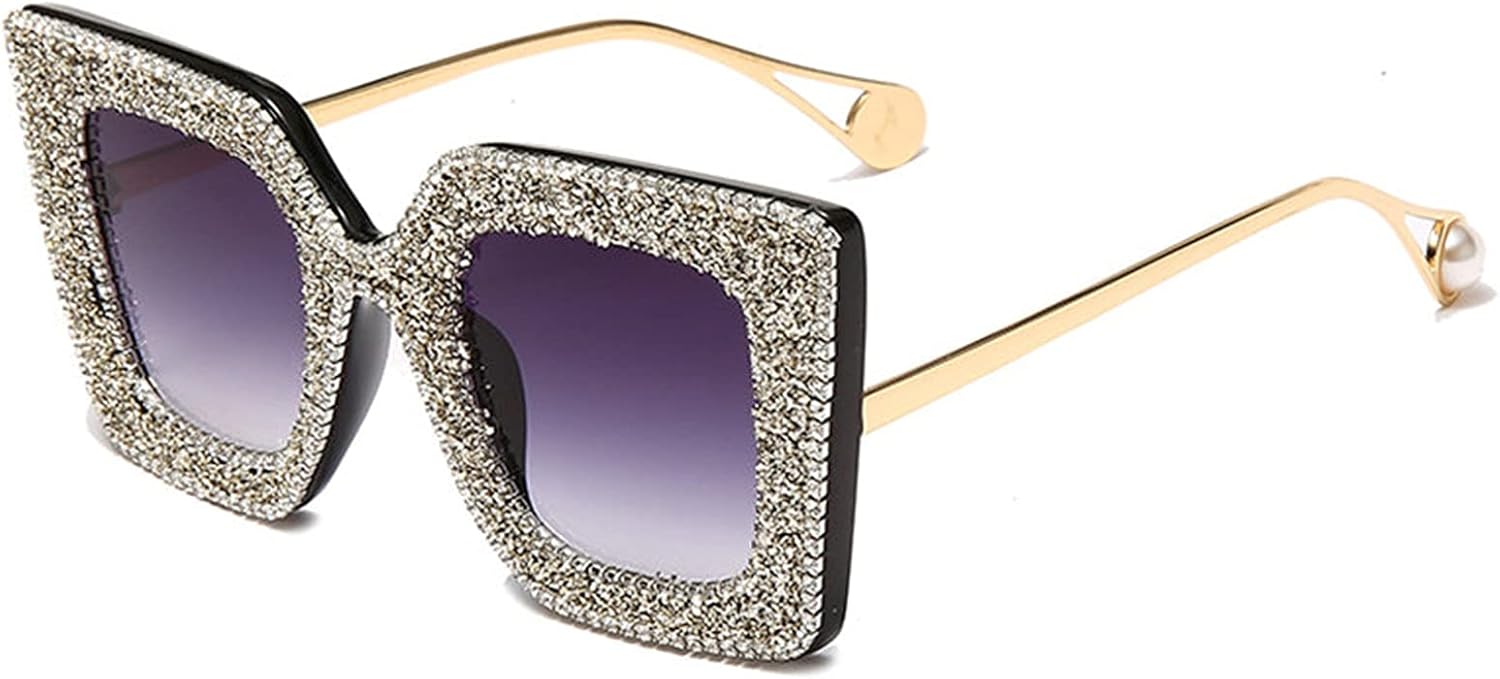 

willochra Милые сверкающие хрустальные солнцезащитные очки для женщин, квадратные солнцезащитные очки со стразами, блестящие бриллиантовые солнцезащитные очки для вечеринки, Black