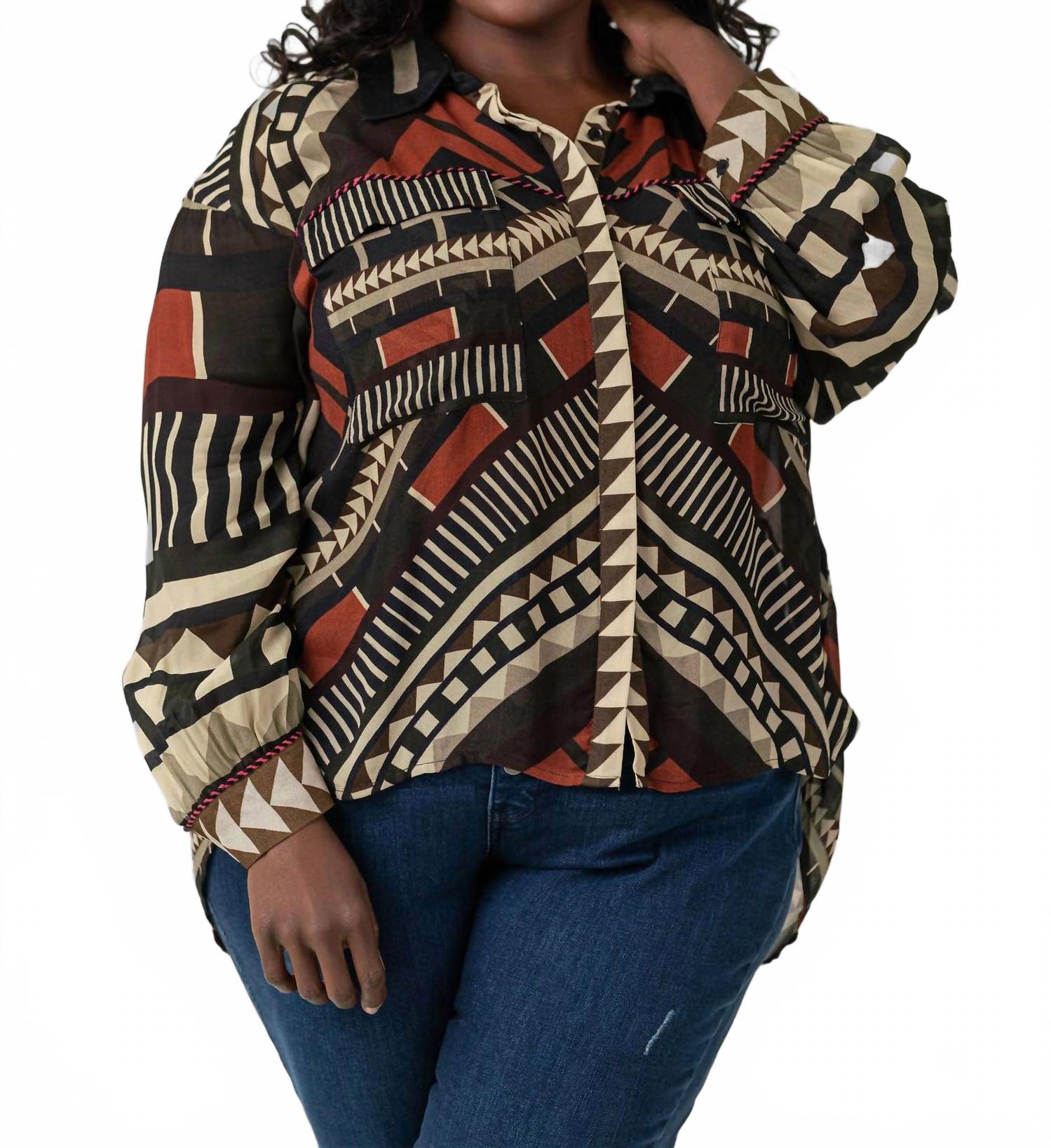 

Санна Длинный Рукав Рубашка Плюс В Ацтекском Принте -bl^nk-, Aztec Print