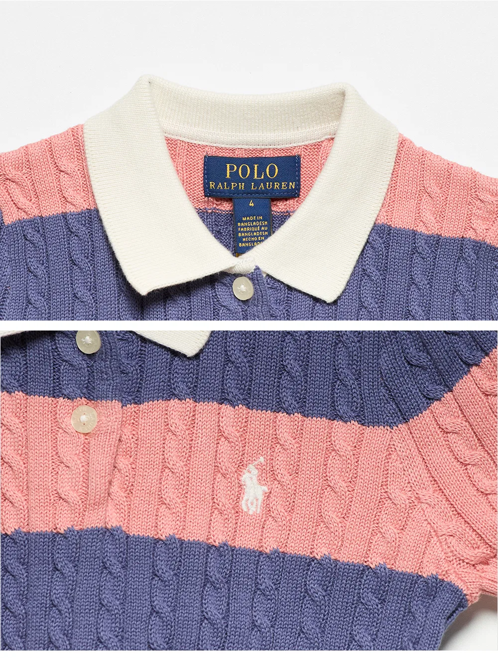 Детский комплект из свитера-поло и юбки из хлопка с косами от Polo Ralph Lauren Children — фото 4