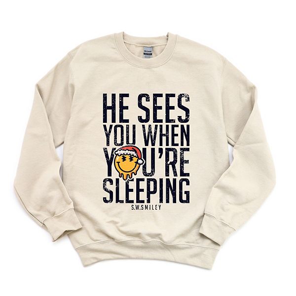 

SWSmiley he sees you when you're sleeping - женский графический свитшот Simply Sage Market, Dust