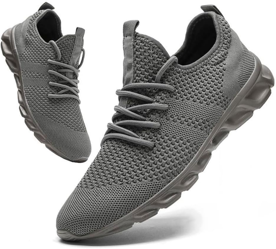 

Мужские кроссовки Geerta Casual для бега, спортивные, для улицы, с сетчатым верхом, легкие, дышащие, тренажерные, закрытые, спортивные, комфортная обувь для бега, темно-серый