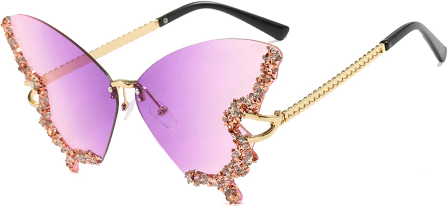 

Элегантные солнцезащитные очки-бабочки для женщин, солнцезащитные очки без оправы с бриллиантами, солнцезащитные очки с градиентным рисунком в форме бабочки Generic, Style G