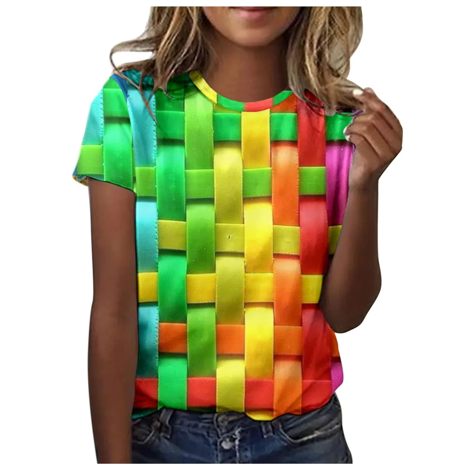 Женская блузка с принтом 3D Summer Short Top, Green-b
