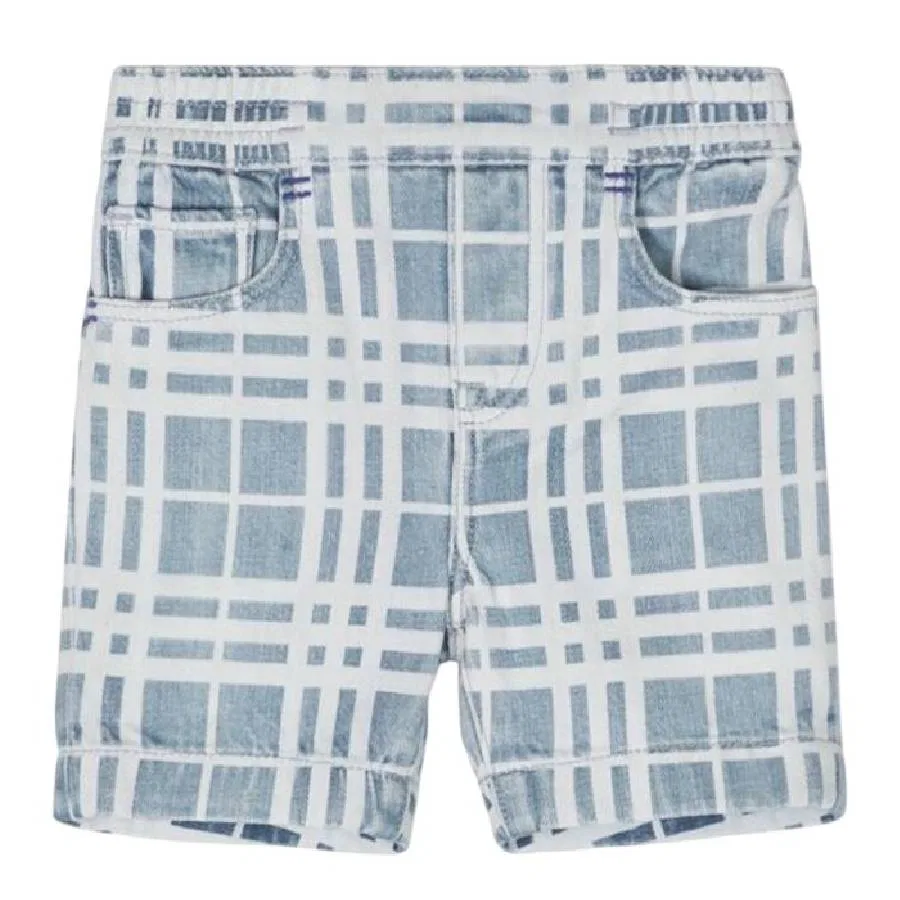 Шорты джинсовые с принтом Castiel Plaid Burberry, Pale Blue Ip Check