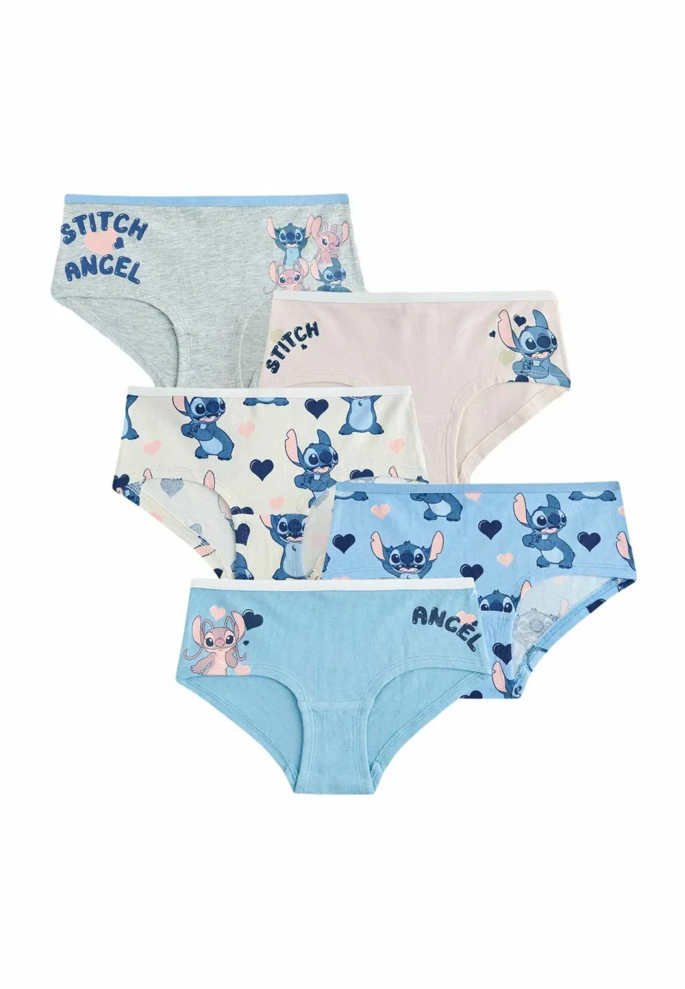 Трусы-Хипстеры Lilo & Stitch, стандартный крой, комплект из 5 штук Next, Blue Pink