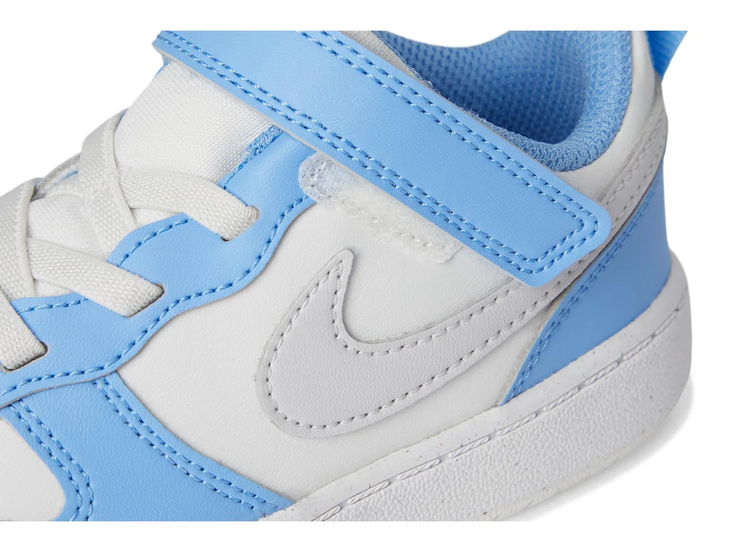 Детские кроссовки для мальчиков с кожаным верхом NIKE Court Borough Low Recraft, Summit White Cobalt Pulse White Vast Grey — фото 2