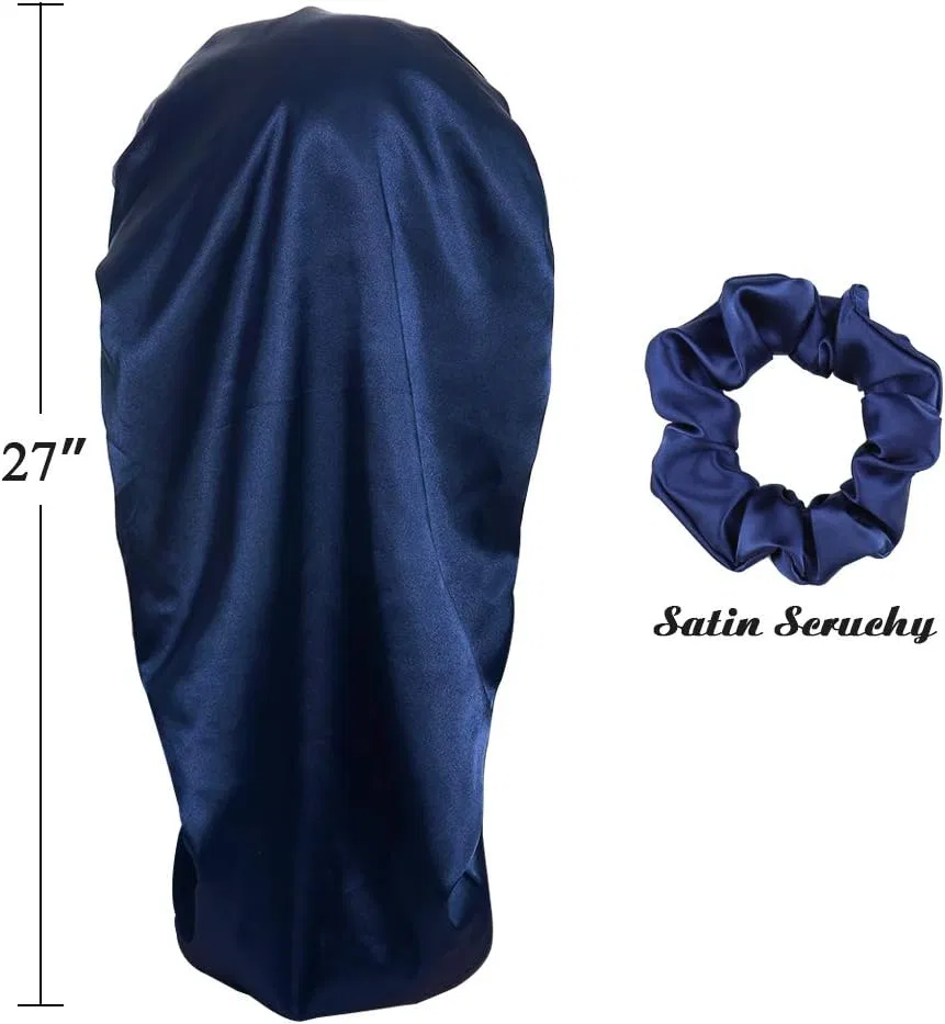 Шапочка для душа Double Layer Satin Sleep Cap, Awefeel, Extra Long, Navy — фото 3