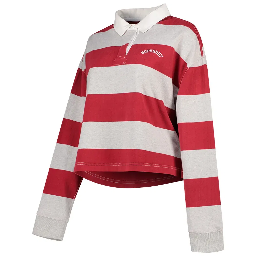 Поло с длинным рукавом Ath Essential Stripe Superdry, красный — фото 3