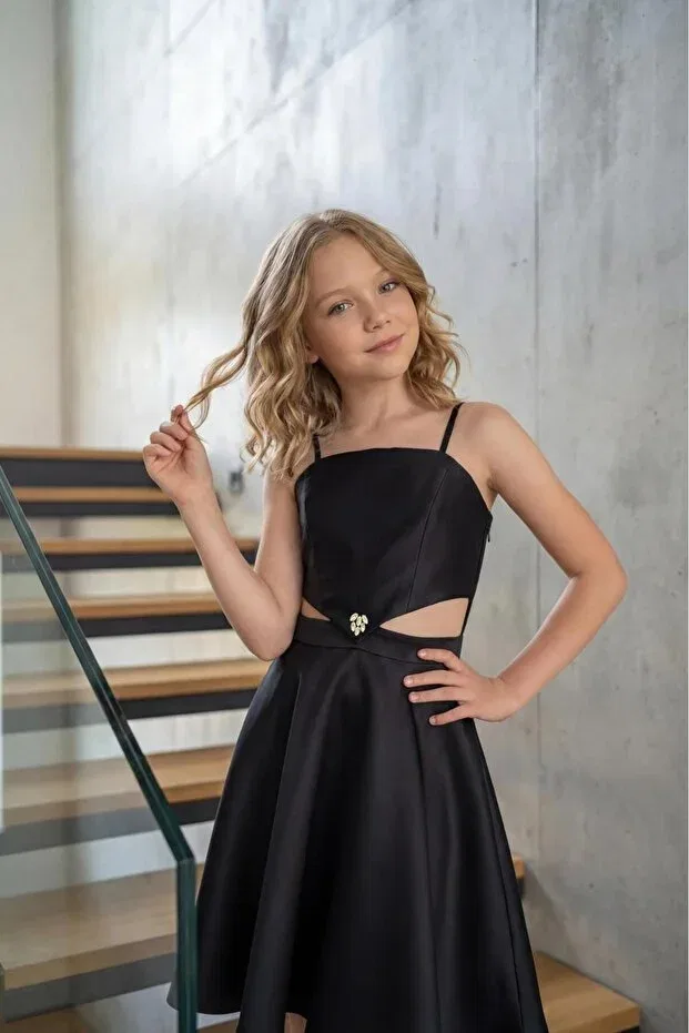 Детское платье для девочек без рукавов Butikhappykids, Black — фото 3