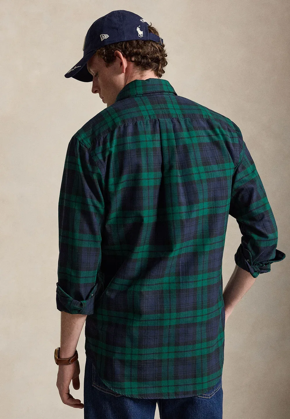 Рубашка оксфорд Tattersall, сшитая на заказ Polo Ralph Lauren, Navy/Green — фото 3