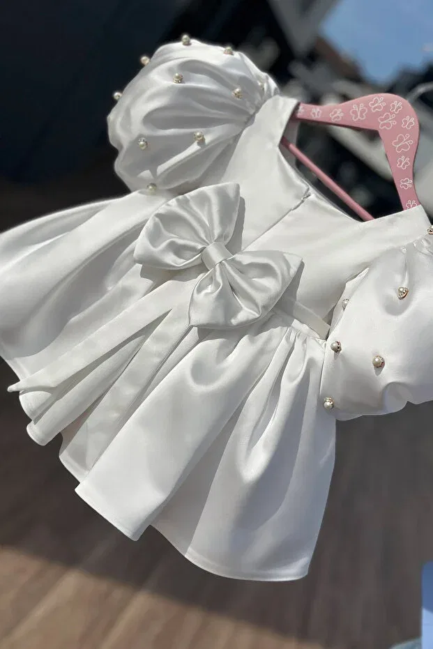 Детское платье для девочек с пышной юбкой Bertuğ Bebek, Off-White — фото 4