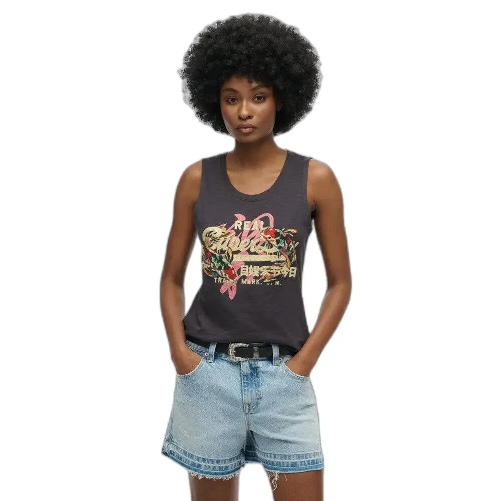Женский топ с принтом Vintage Logo Tokyo Superdry, Grau