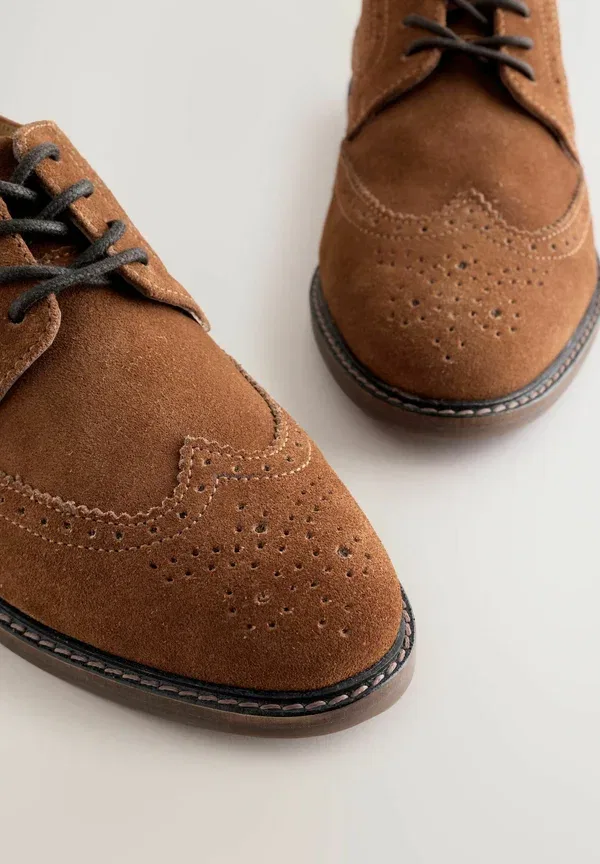 Туфли замшевые Brogues older - lace-ups Next, Tan Brown, светло-коричневый — фото 4