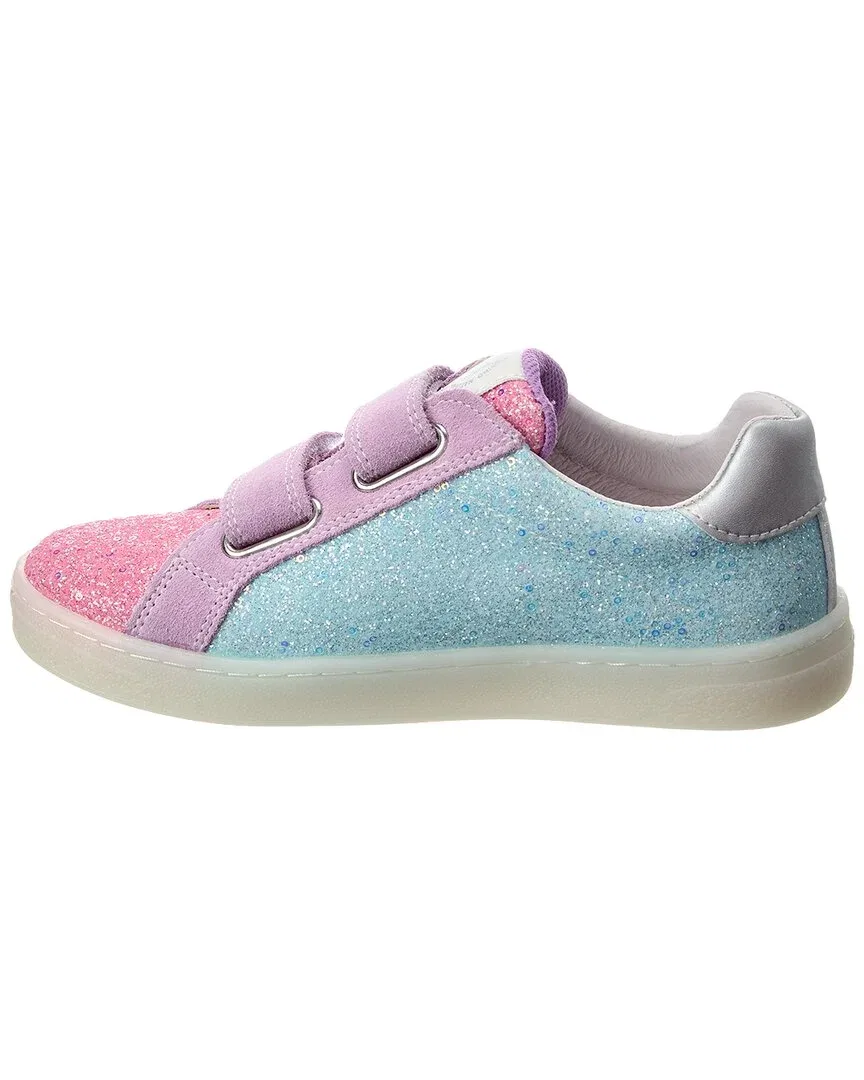 Детские кроссовки на липучках с блестками Naturino Pinn Glitter & Suede Sneaker, розовый — фото 2