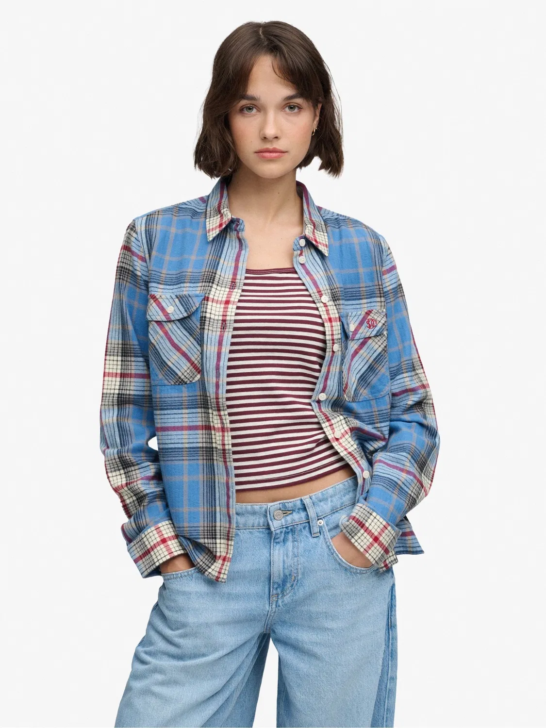 Небесно-голубая фланелевая рубашка в клетку Superdry Lumberjack
