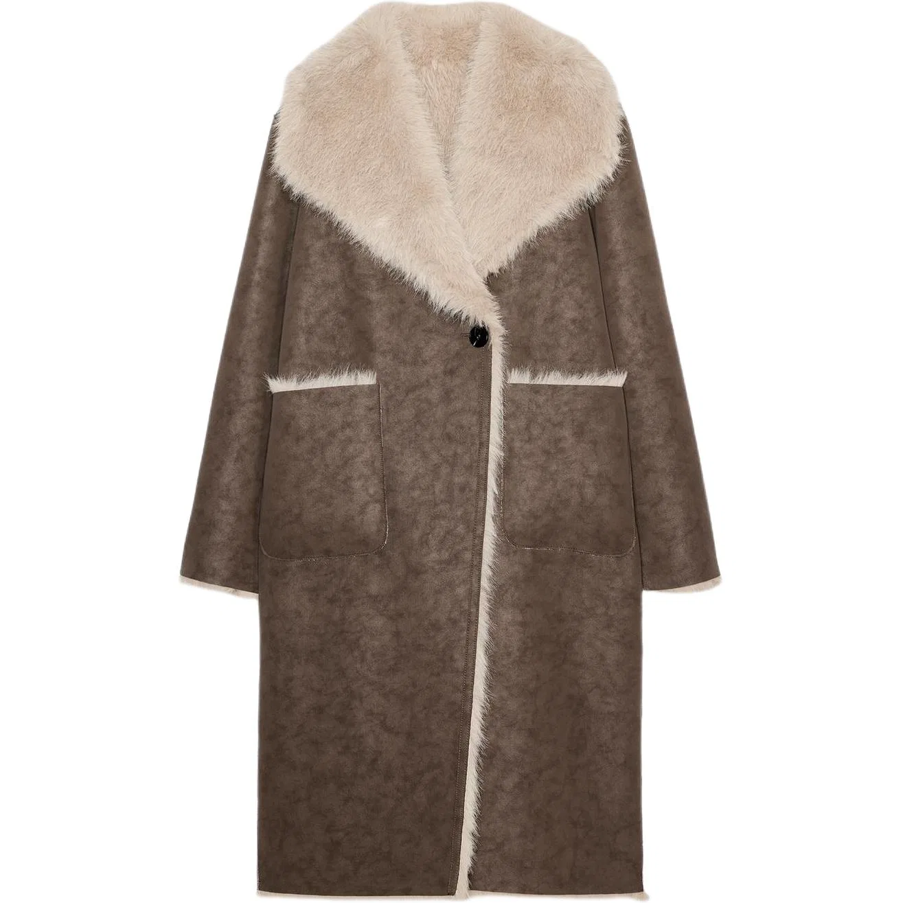 Женское пальто с норковым воротником Mink ZARA, Mink