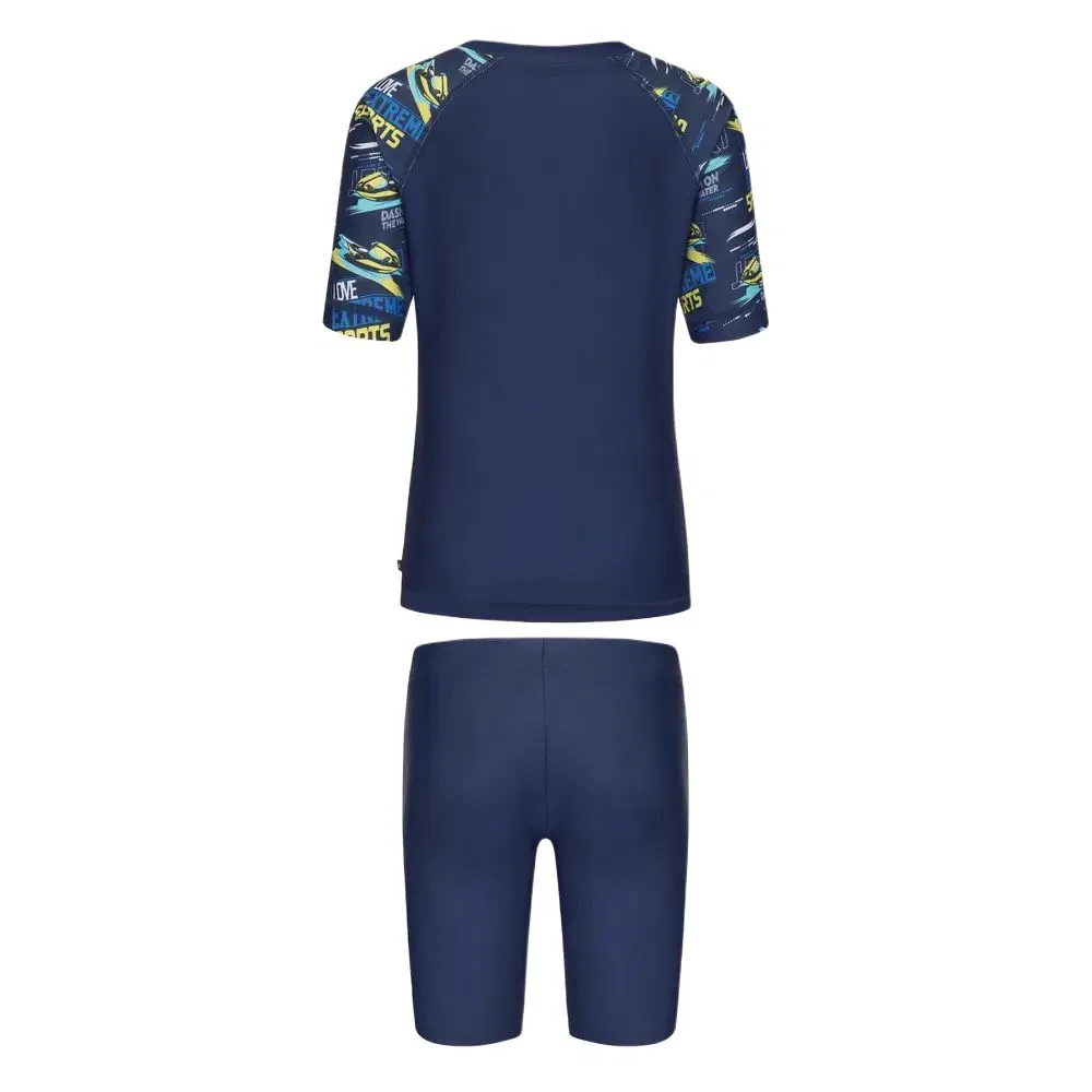 Детский купальник облегающий для девочек и мальчиков Dark Navy Blue/Dark Navy Blue DECATHLON, Dark Navy Blue — фото 3