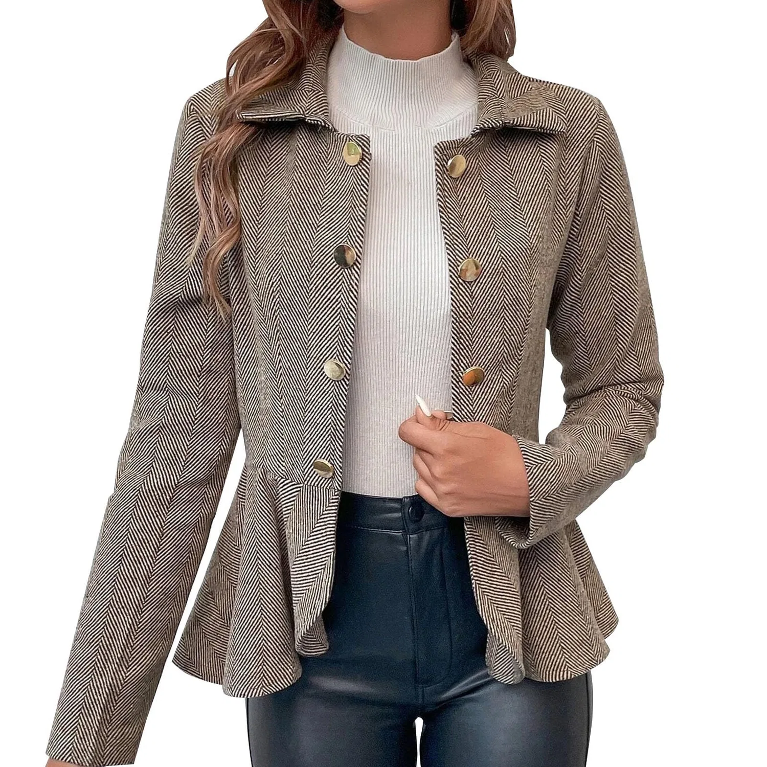 Женское пальто с длинным рукавом и асимметричным низом, beige
