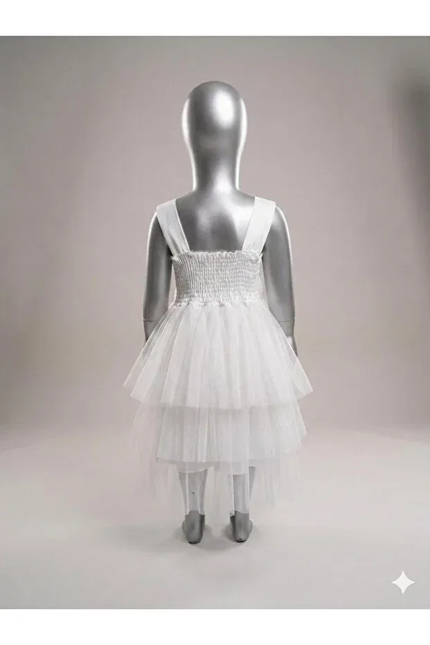 Детское платье для девочек с многослойным тюлем Princess Model Jannock, White — фото 2