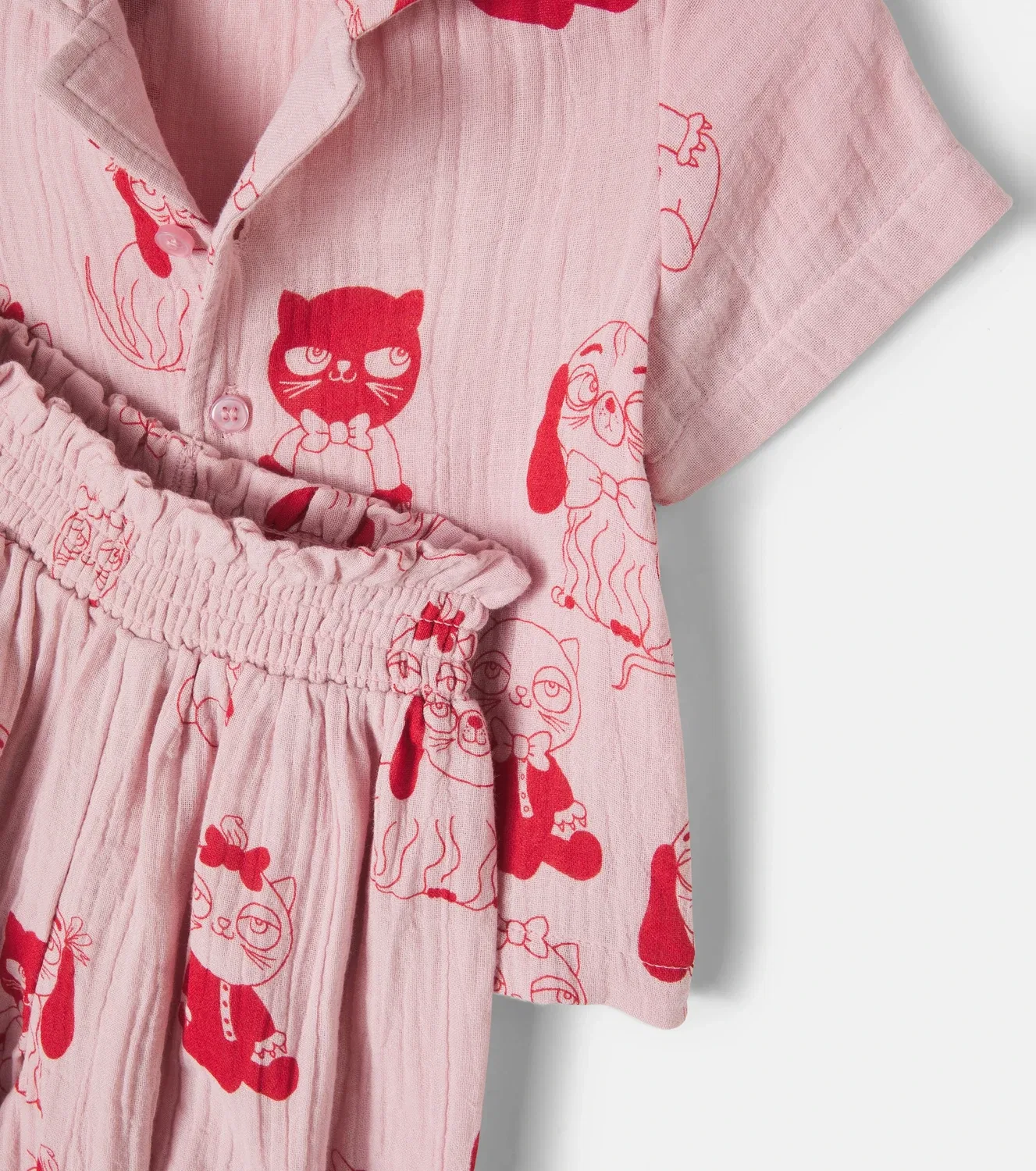Комплект из рубашки и брюк с пуговицами спереди Baby Mini Babies Mini Rodini, розовый — фото 4