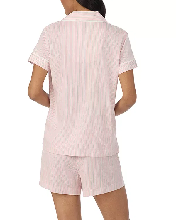 Женский комплект пижамы с воротником-стойкой с коротким рукавом Ralph Lauren, Pink Stripe — фото 2