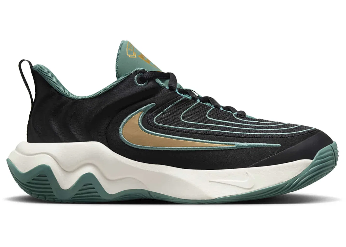 Детские кроссовки для мальчиков с контрастными вставками Nike Giannis Immortality 4 Nike, Black/Bicoastal/Pale Ivory/Metallic Gold