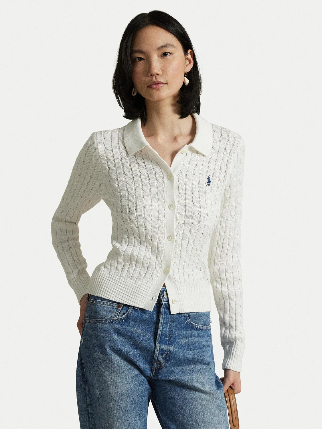 Женский кардиган приталенного кроя Polo Ralph Lauren, белый