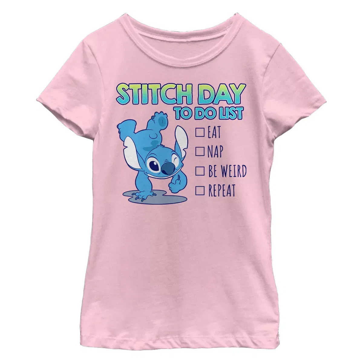 Детская футболка с принтом Lilo & Stitch To Do List, Lilo & Stitch, Light Pink