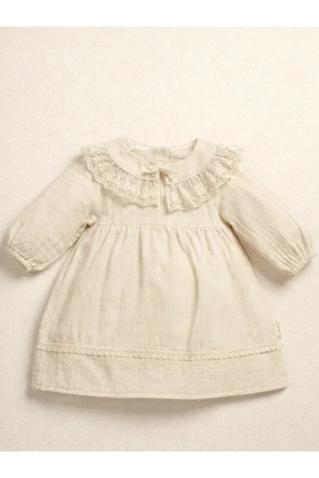 Детское платье для девочек с длинным рукавом Lumbi Baby, Ecru