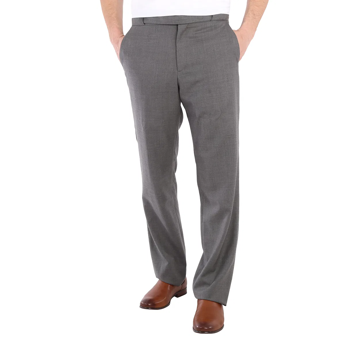 Брюки классические шерстяные с ремнем Burberry, Charcoal Grey