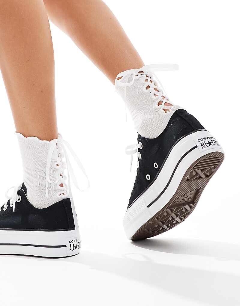 Черные кроссовки широкого кроя Converse Chuck Taylor All Star Lift Ox Wide Fit — фото 3