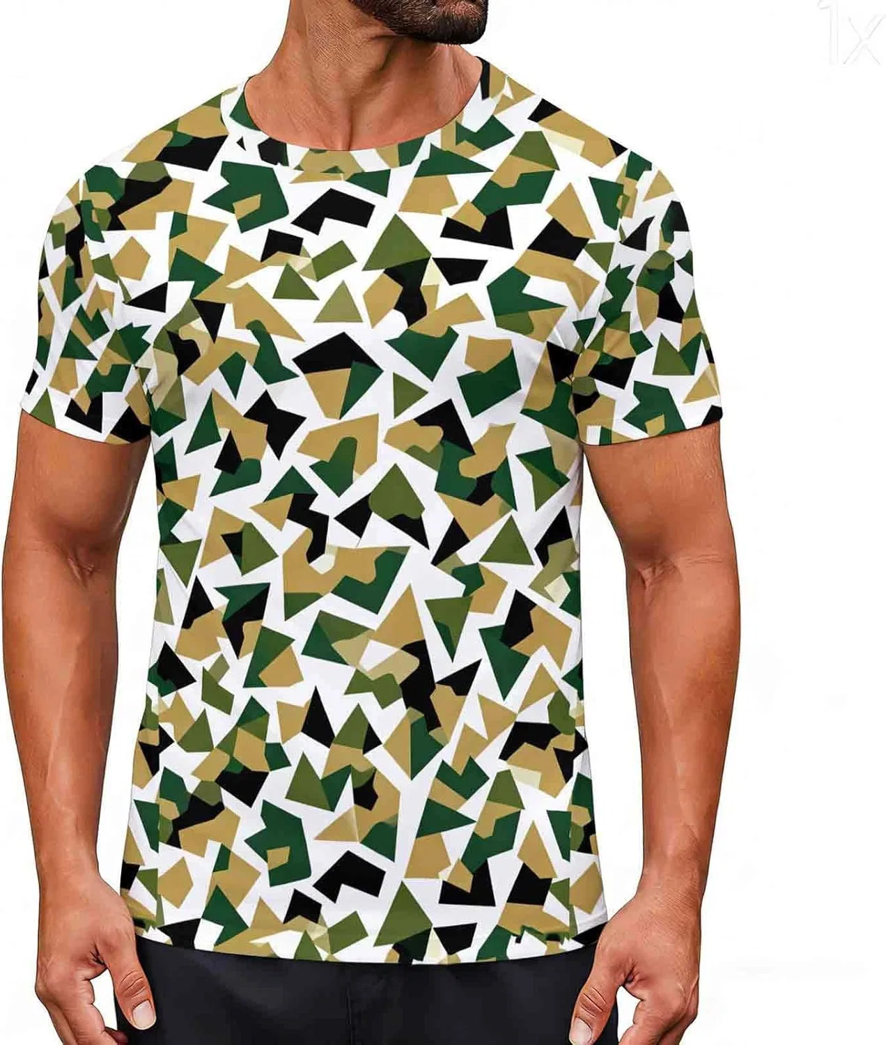 Унисекс футболка с камуфляжным принтом Unisex Short Sleeve Crewneck Shirt, 12#camouflage