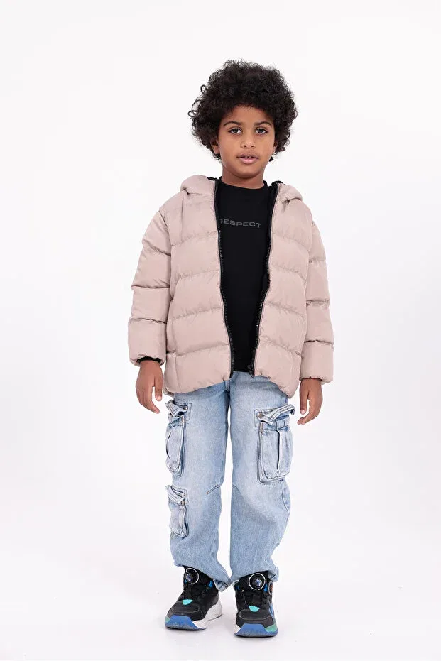 Детская зимняя куртка для девочек с капюшоном Roba Kids, Beige — фото 3