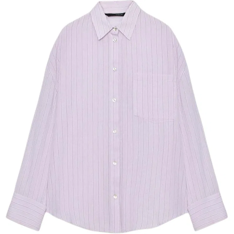 Женская рубашка с отложным воротником Light Purple ZARA, Light Purple