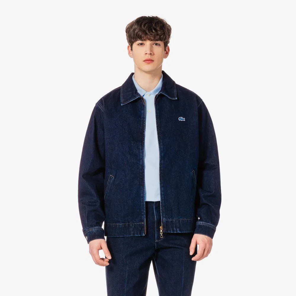 Мужская синяя джинсовая куртка на молнии от Lacoste — фото 4