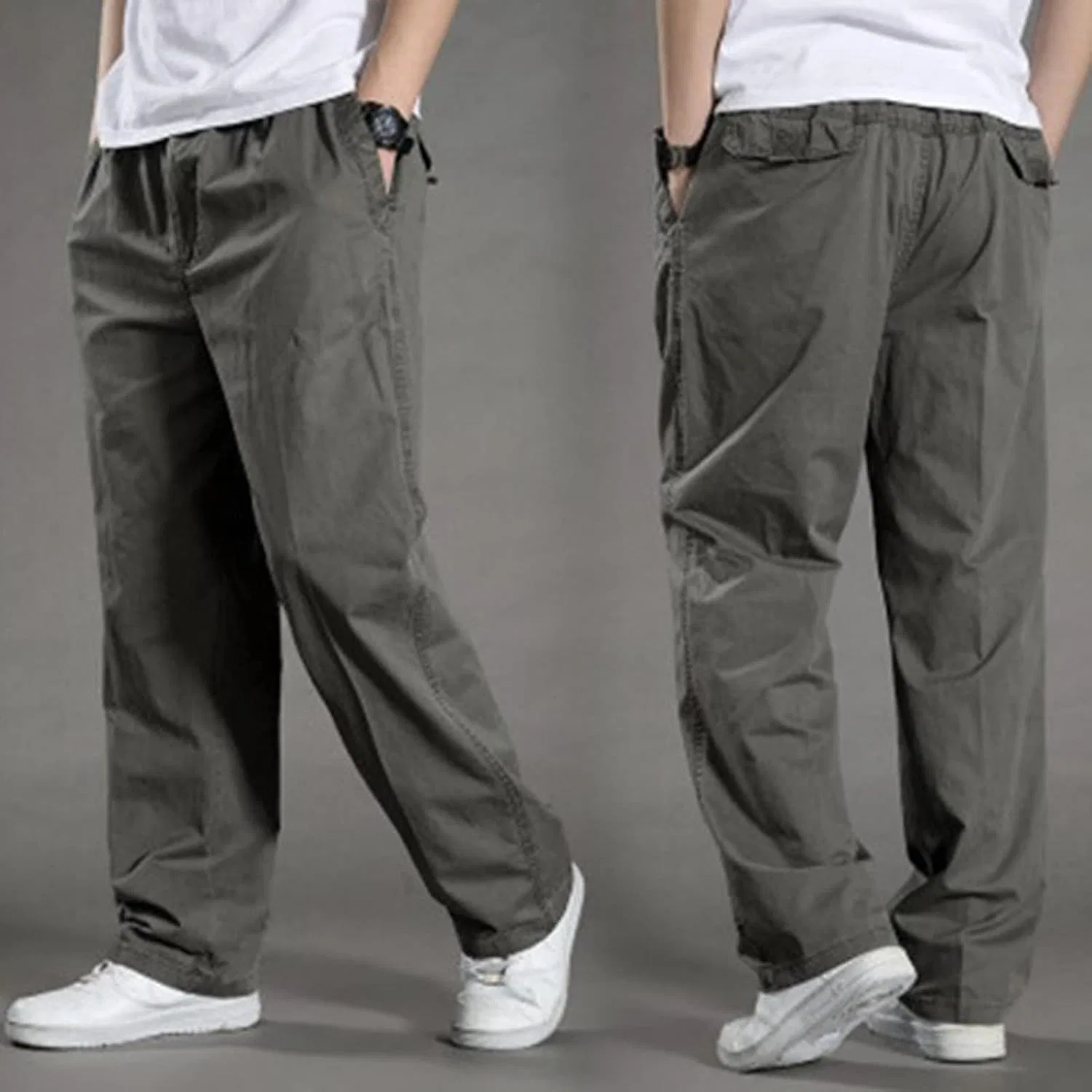 Мужские карго-брюки Slim Fit с утягивающими манжетами, тёмно-серый — фото 4