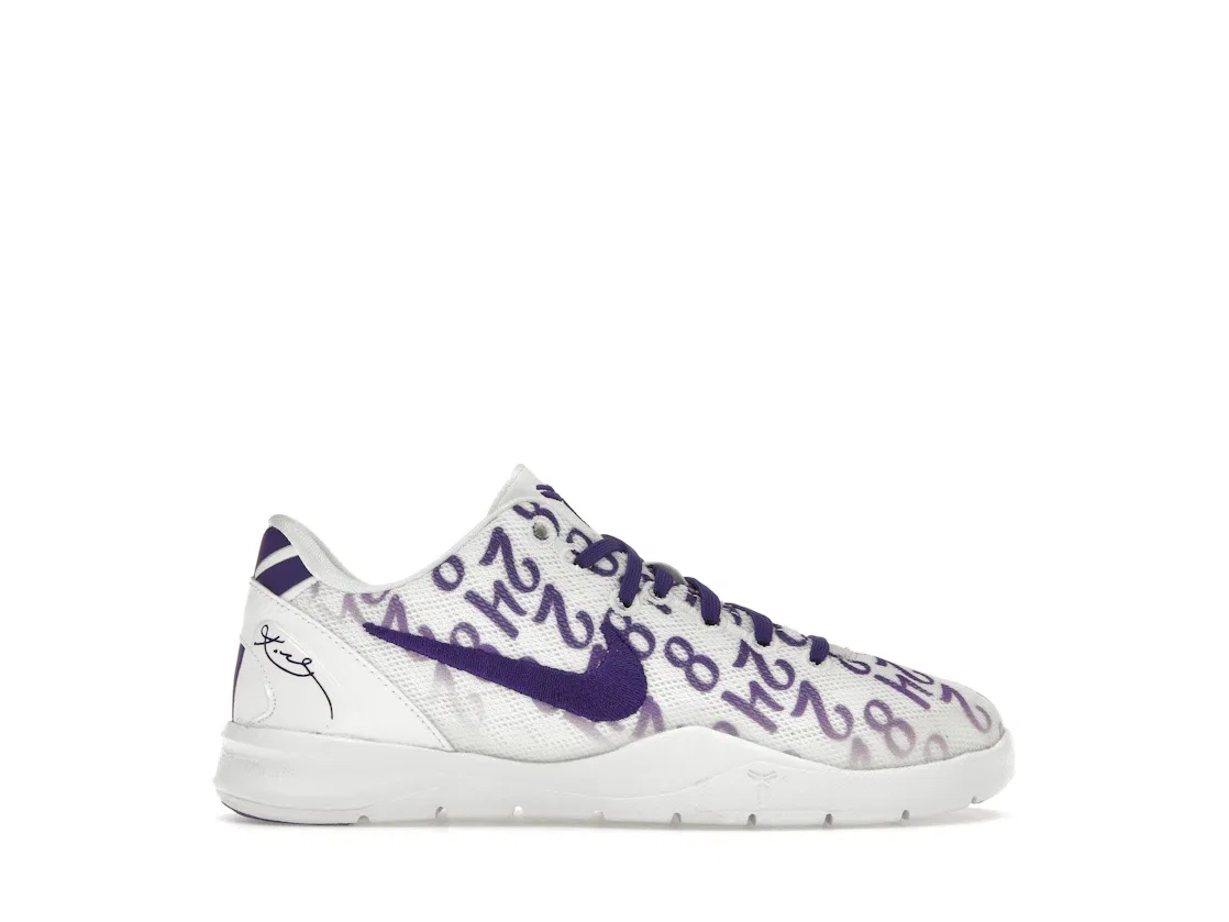Детские кроссовки для мальчиков с принтом Nike Kobe 8 Protro, White/Court Purple/White
