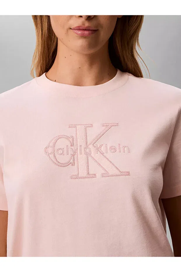 Женская хлопковая футболка с принтом Calvin Klein, Pink — фото 4
