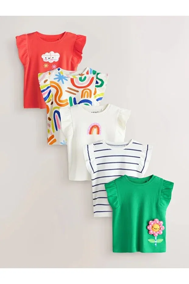 Детский комплект футболок для девочек с принтом Rainbow patterned Next Baby, Multicolor