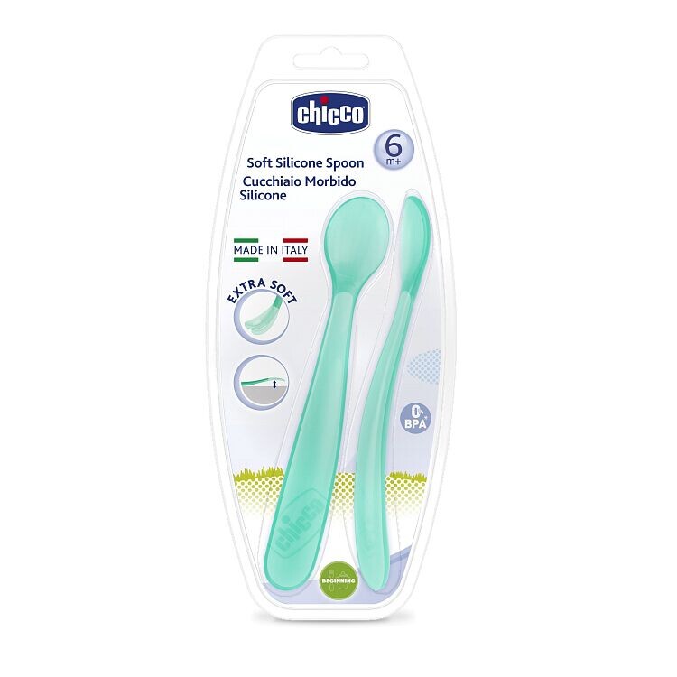 

Chicco ложки силиконовые мягкие 6м+ синие, 2 шт/уп