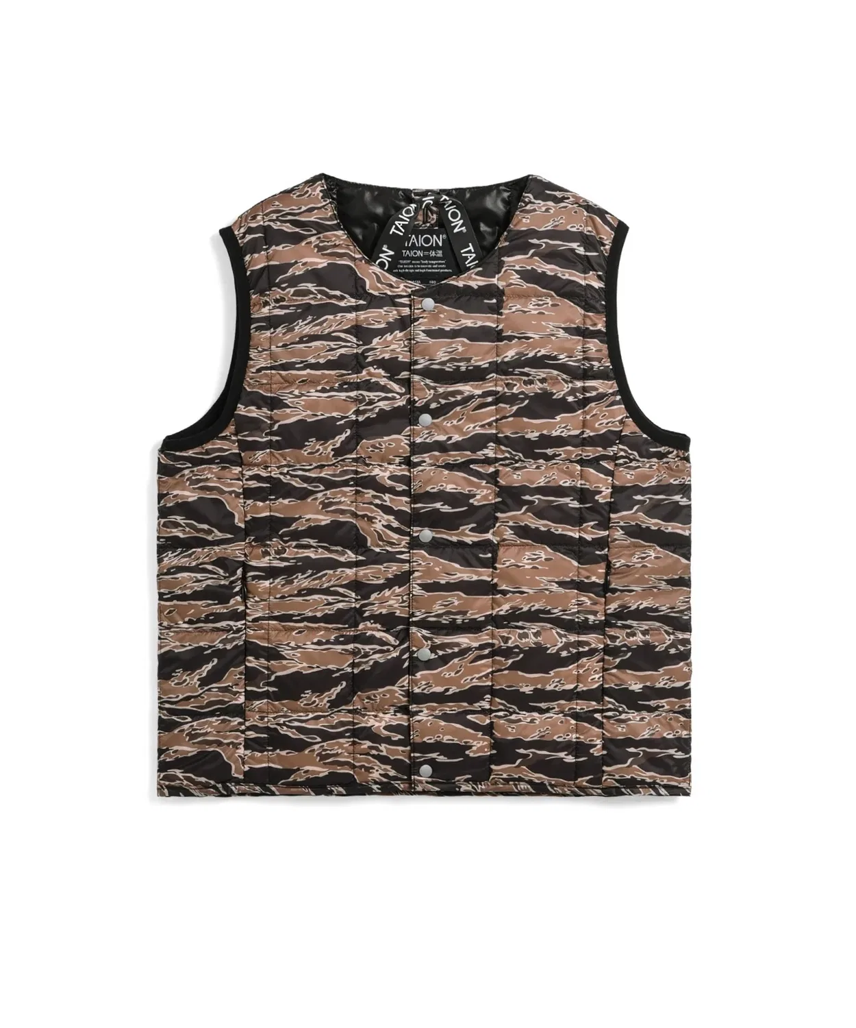 Детский стеганый жилет из пуха TAION Basic Crew Neck Inner Down Vest, Tiger Camo