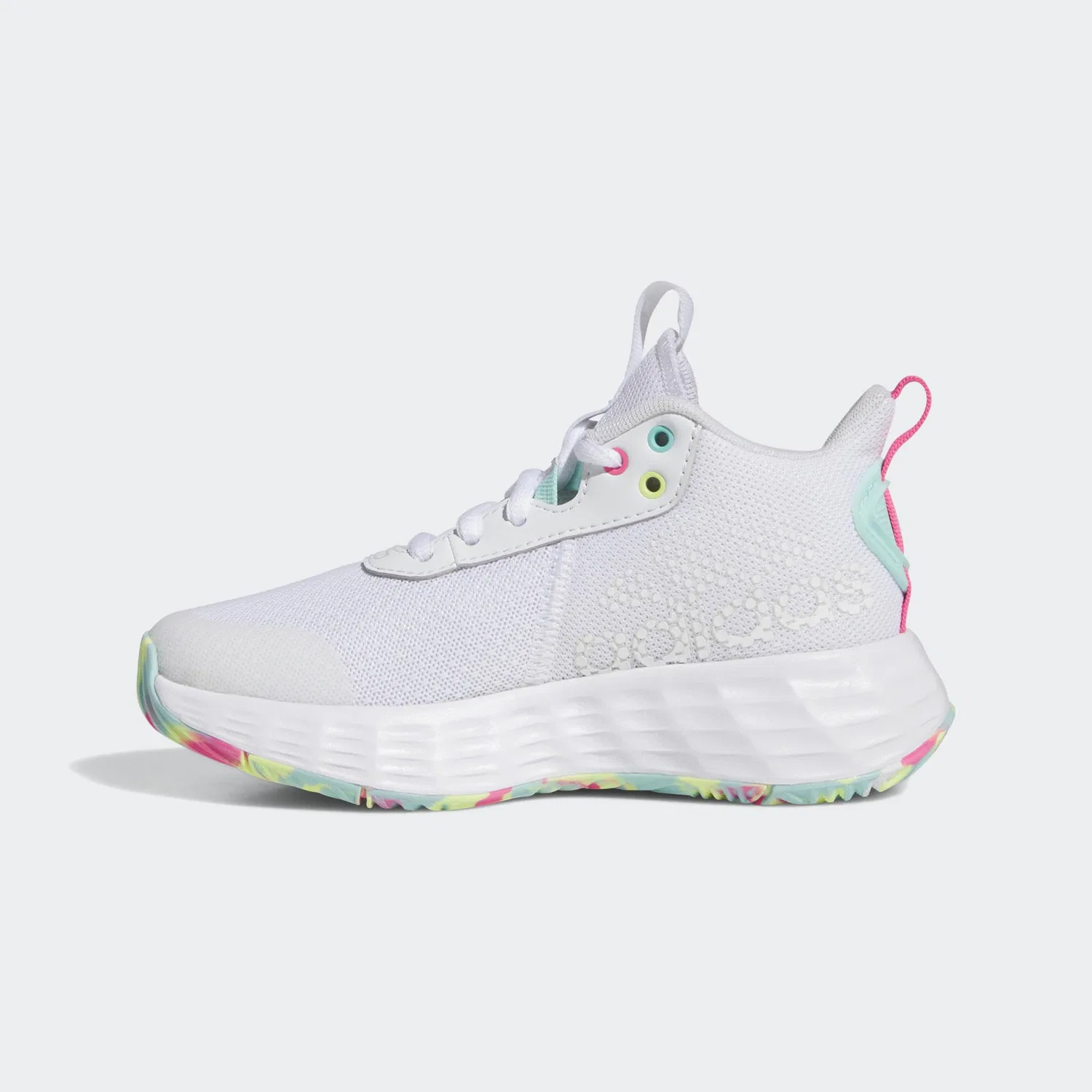 Детские кроссовки для баскетбола Ownthegame 2.0 Adidas, Cloud White Flash Aqua Lucid Pink — фото 2