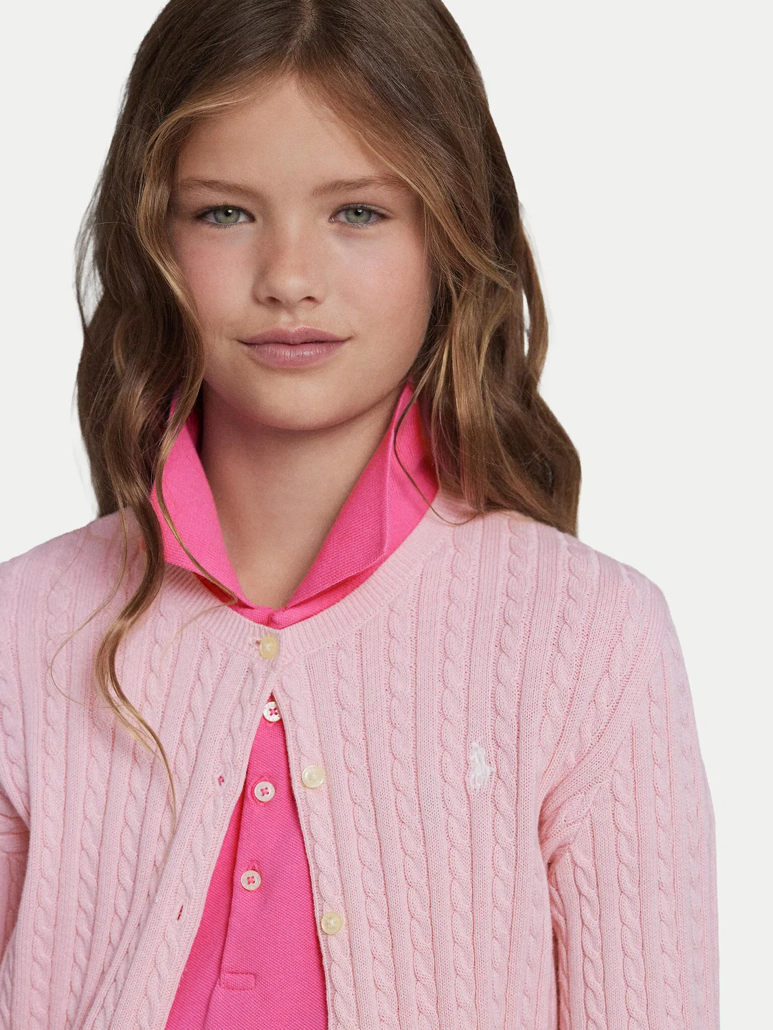 Кардиган стандартного кроя для девочки Polo Ralph Lauren, светло-розовый — фото 3