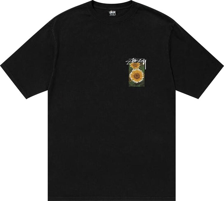 

Футболка Stussy Flower Grid Pigment Dyed Tee 'Black', черный