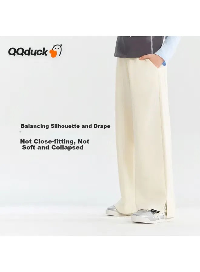 Широкие брюки для девочек из хлопка Qq Duck, айвори — фото 2