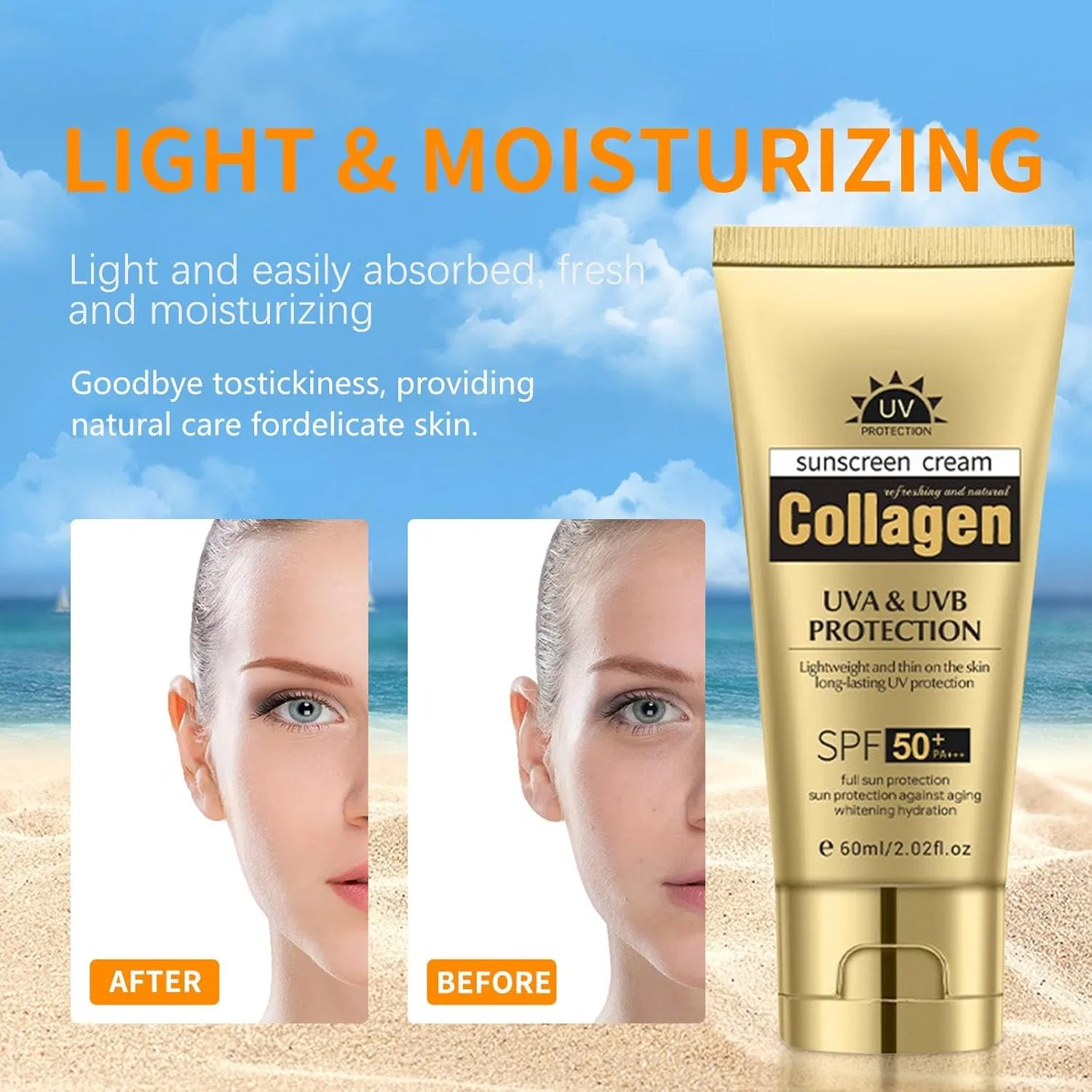 Крем солнцезащитный с коллагеном, SPF 30, 60 мл, 2 шт Generic — фото 2