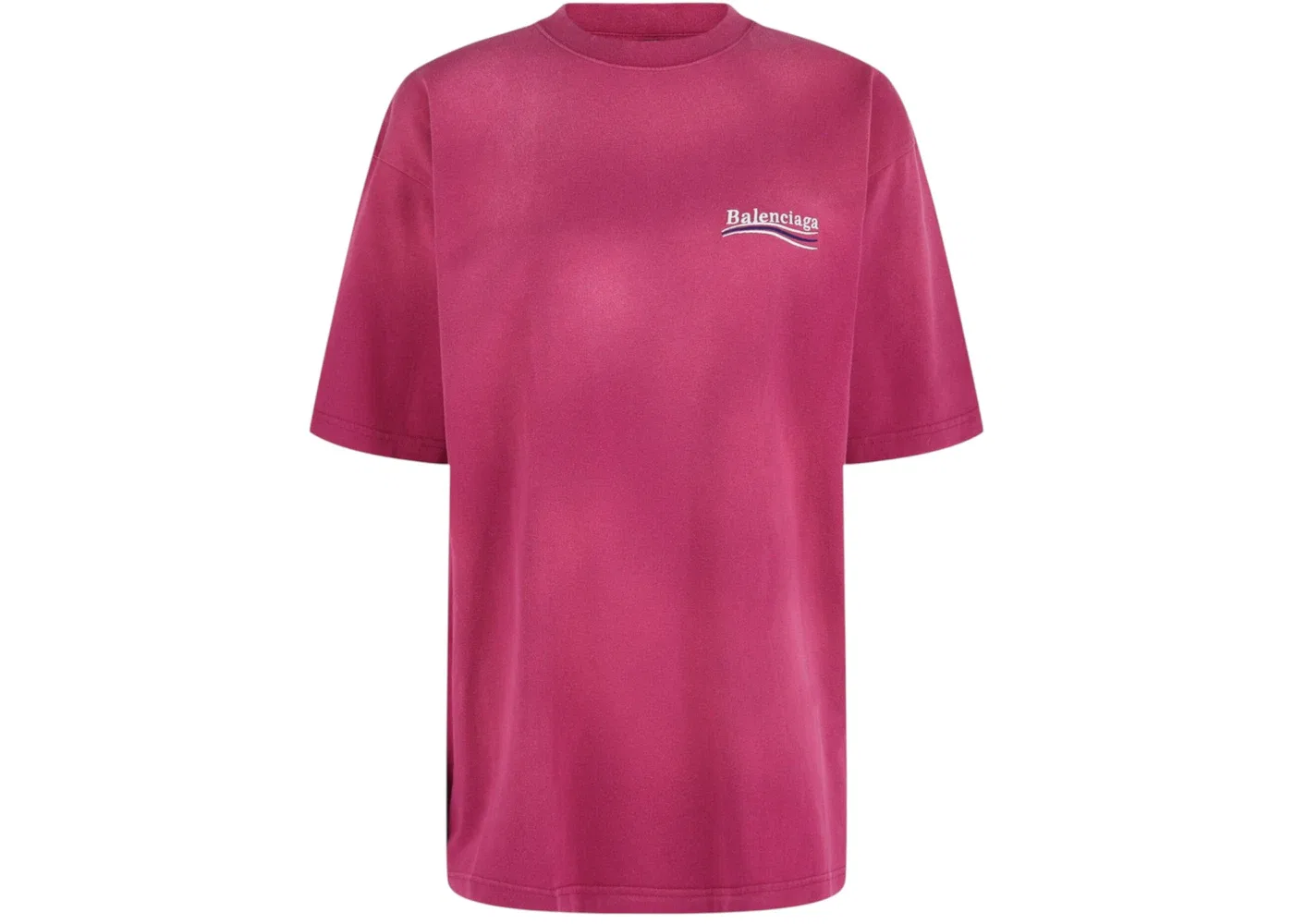Женская футболка с вышитым логотипом Political Campaign Balenciaga, цвет Dark/Fushia/White/Blue