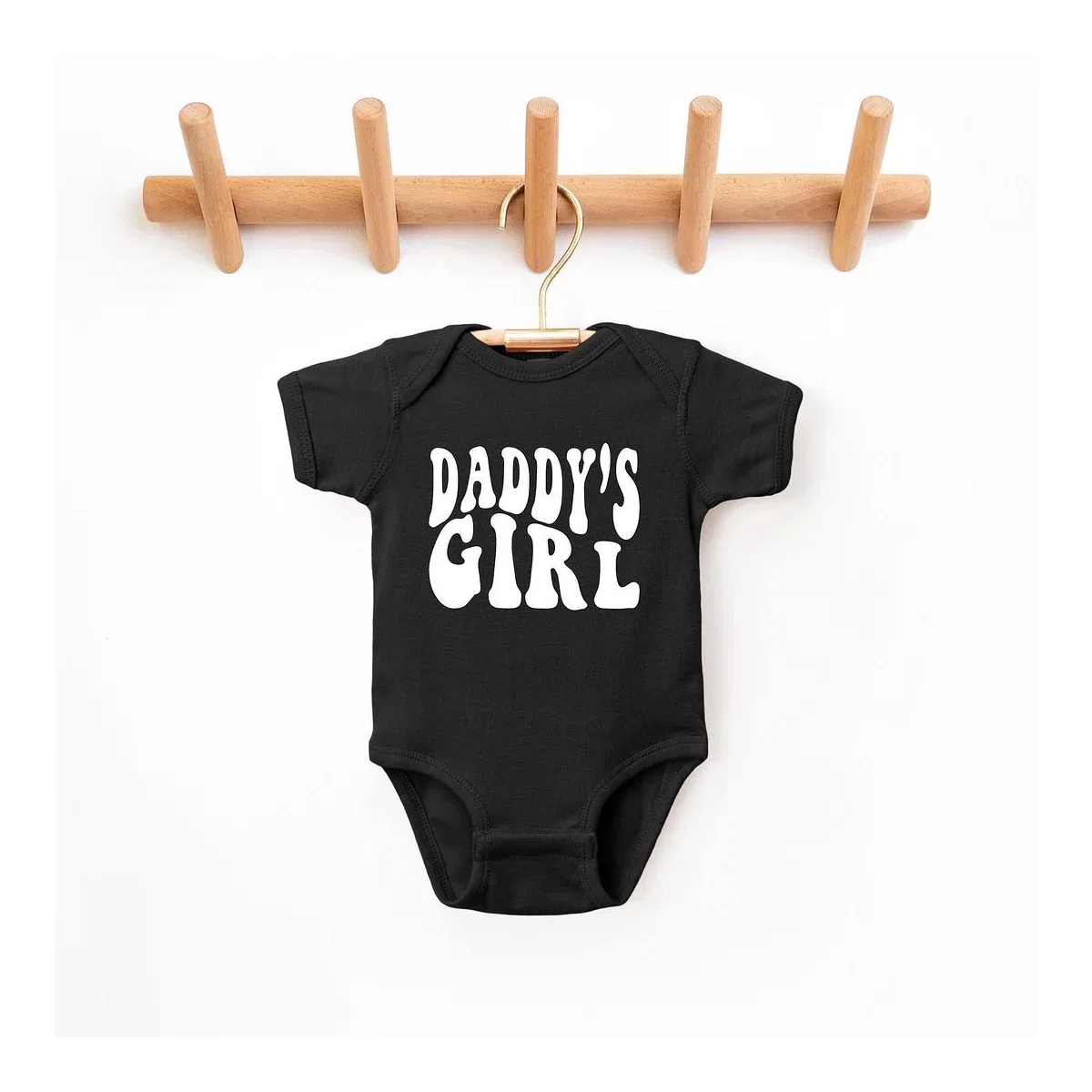 Детский боди с коротким рукавом Daddy's Girl Wavy The Juniper Shop, Black