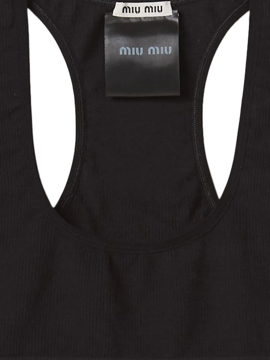 Бесшовный спортивный бюстгальтер с логотипом Miu Miu, черный — фото 2