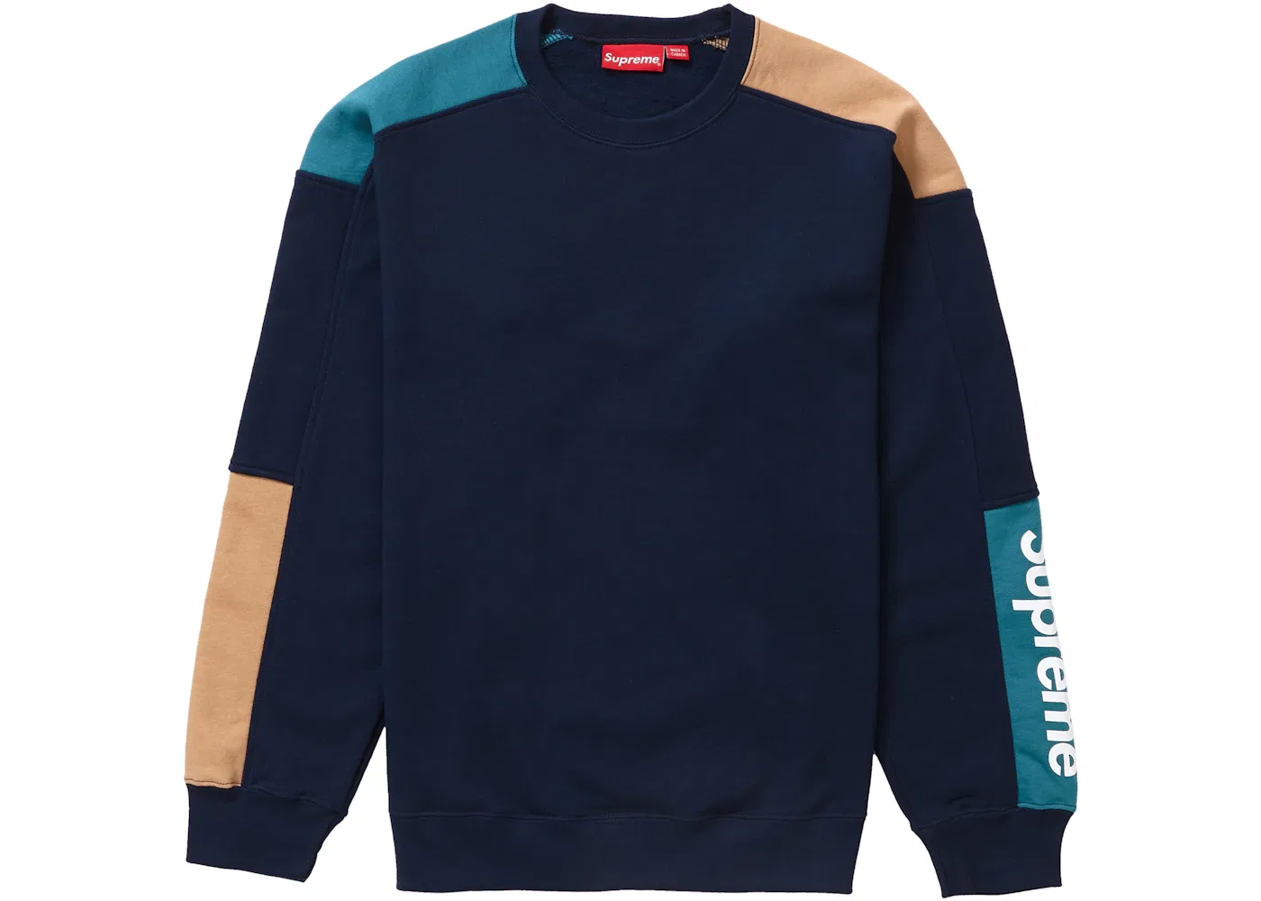 Мужской свитшот с контрастными рукавами Supreme Crewneck, Navy